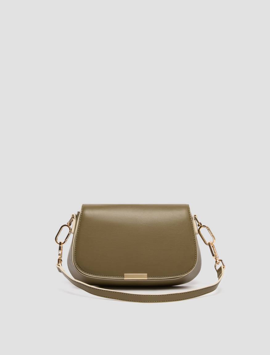 Clutch with double shoulder strap detail - KAKI - Pennyblack