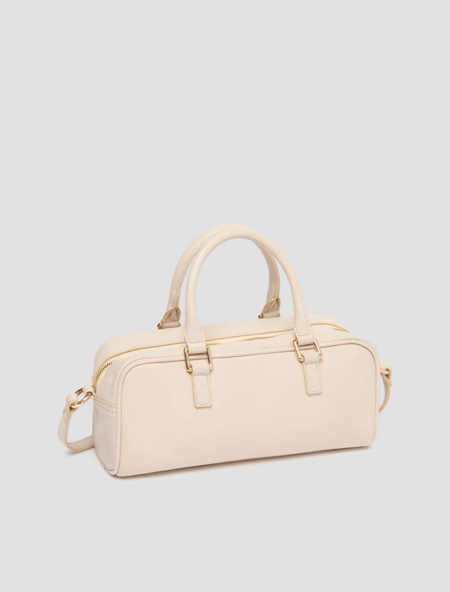 Leather bowler bag with pocket detail - IVORY - Pennyblack - 2