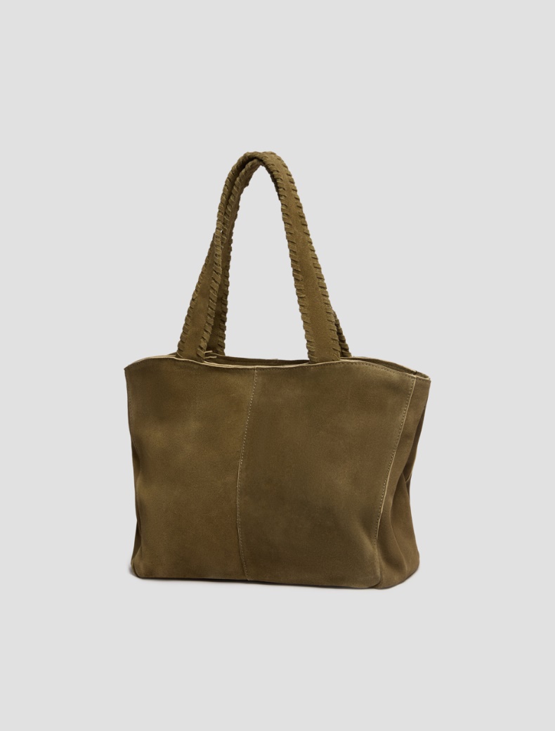 Suede tote bag - KAKI - pennyblack