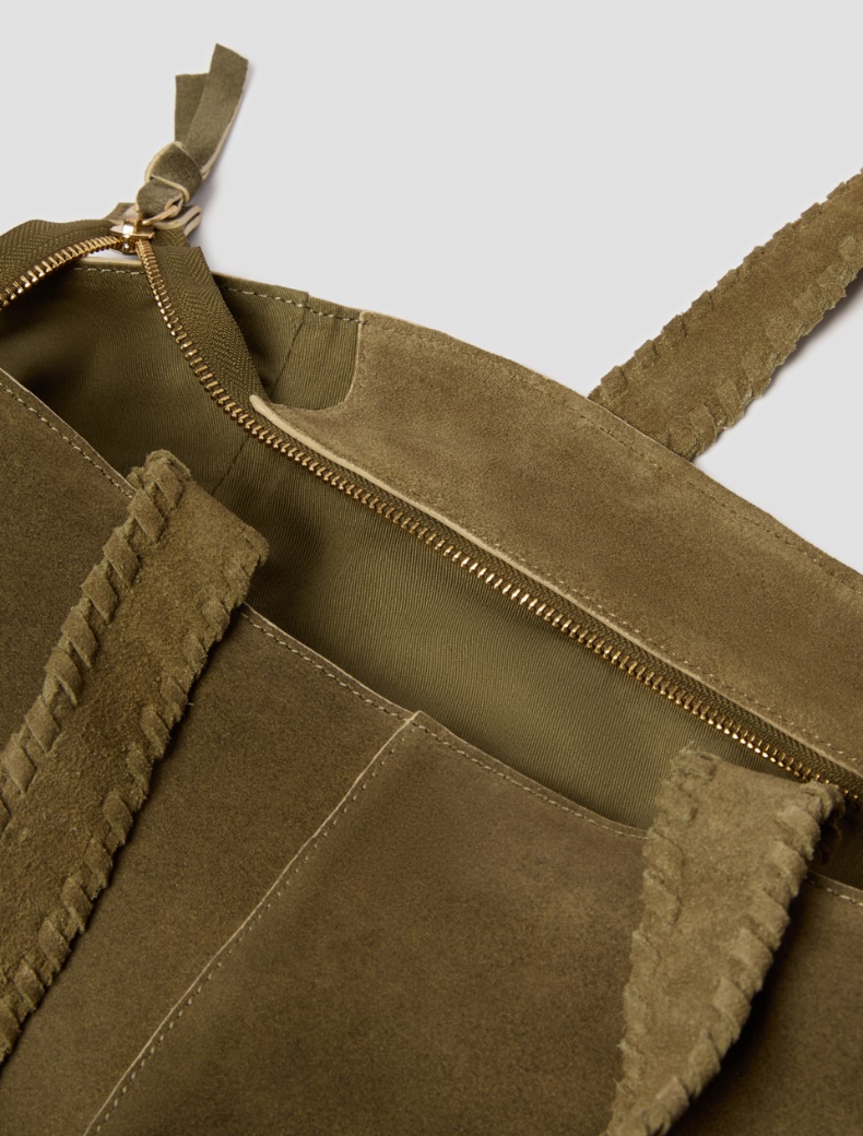 Suede tote bag - KAKI - pennyblack