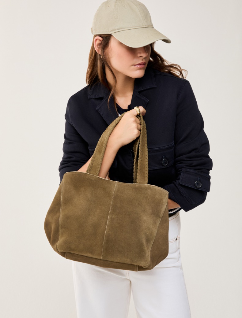 Suede tote bag - KAKI - pennyblack