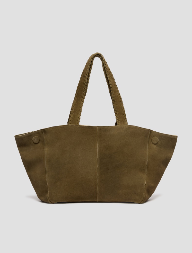Suede tote bag - KAKI - pennyblack