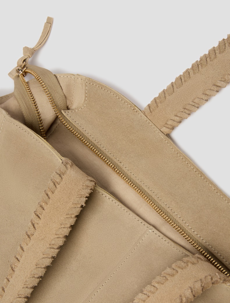 Suede tote bag - ECRU - pennyblack