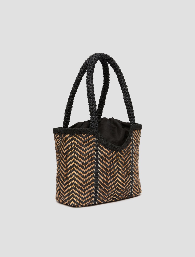 Woven paper yarn tote bag - BLACK - pennyblack