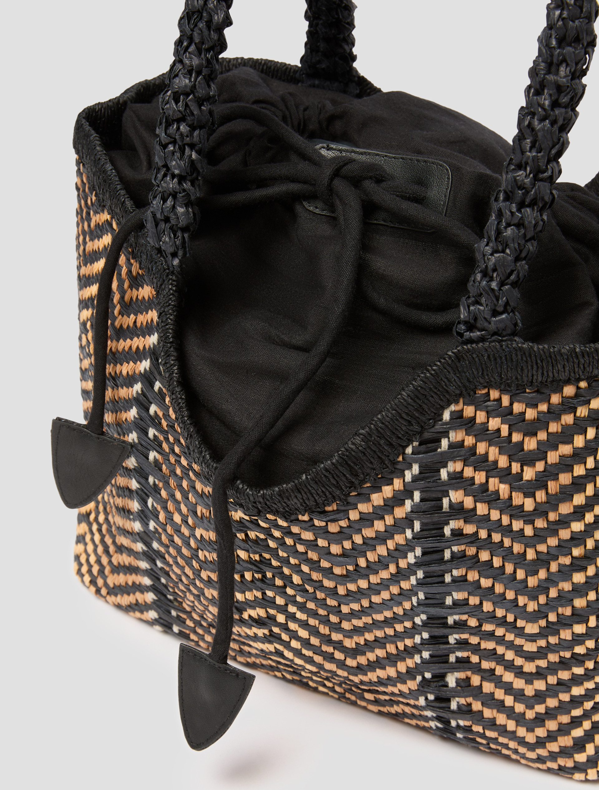 Woven paper yarn tote bag - BLACK - pennyblack