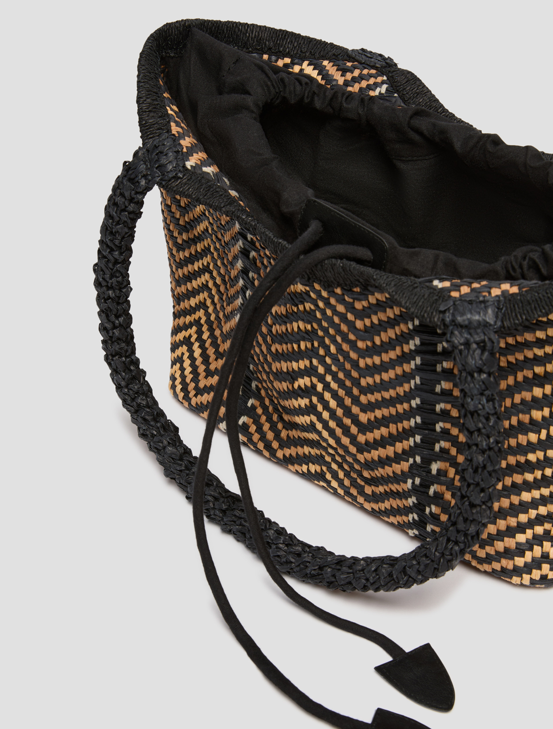 Woven paper yarn tote bag - BLACK - pennyblack