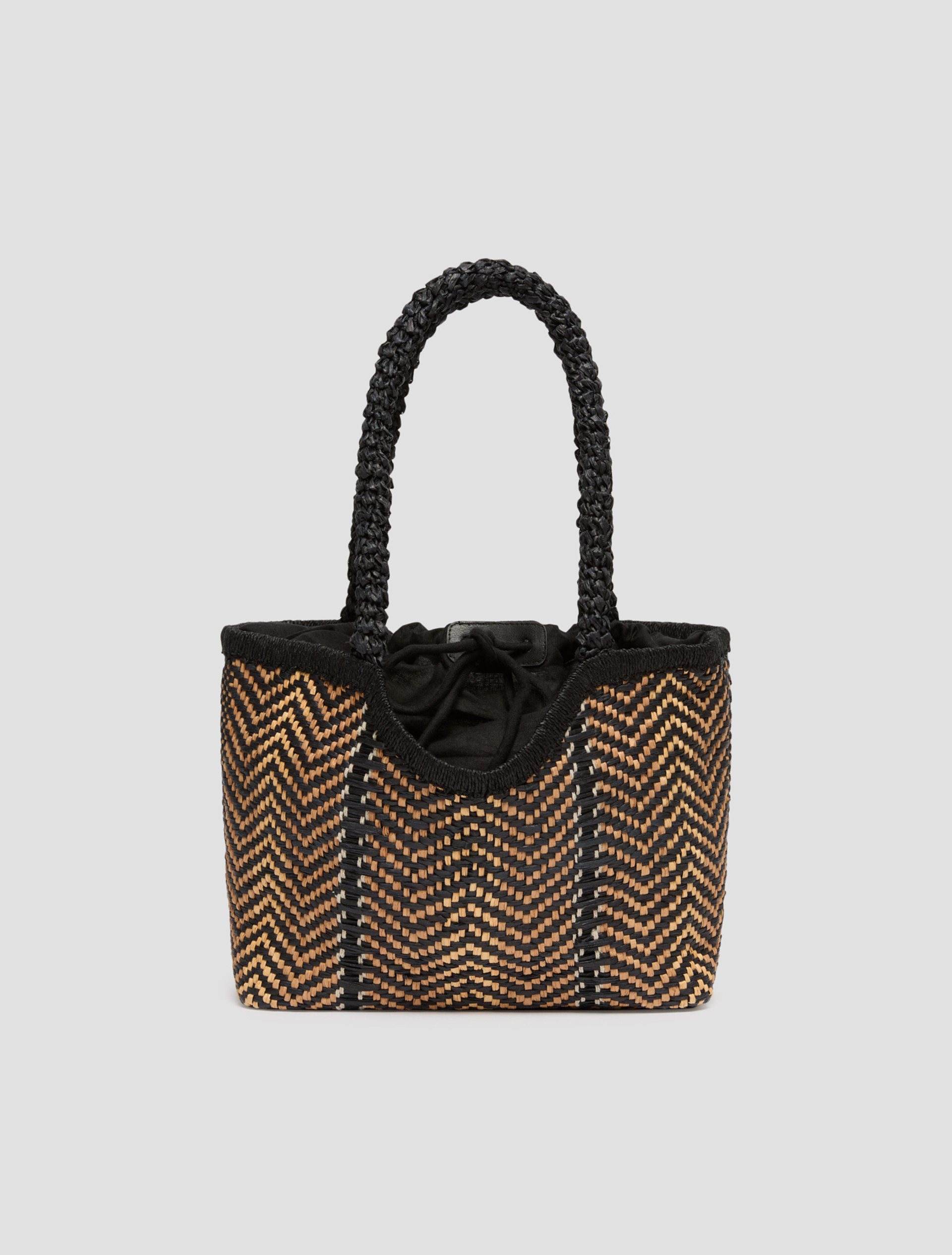 Woven paper yarn tote bag - BLACK - pennyblack