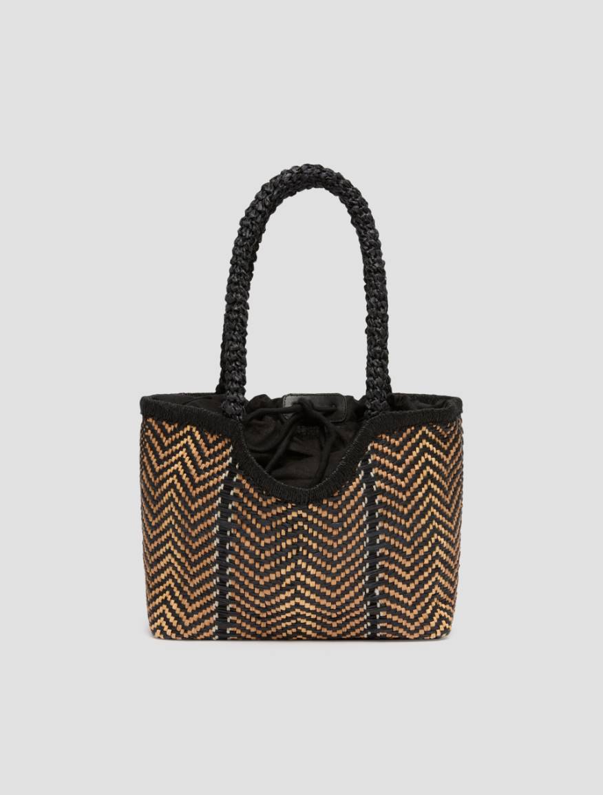Woven paper yarn tote bag - BLACK - Pennyblack