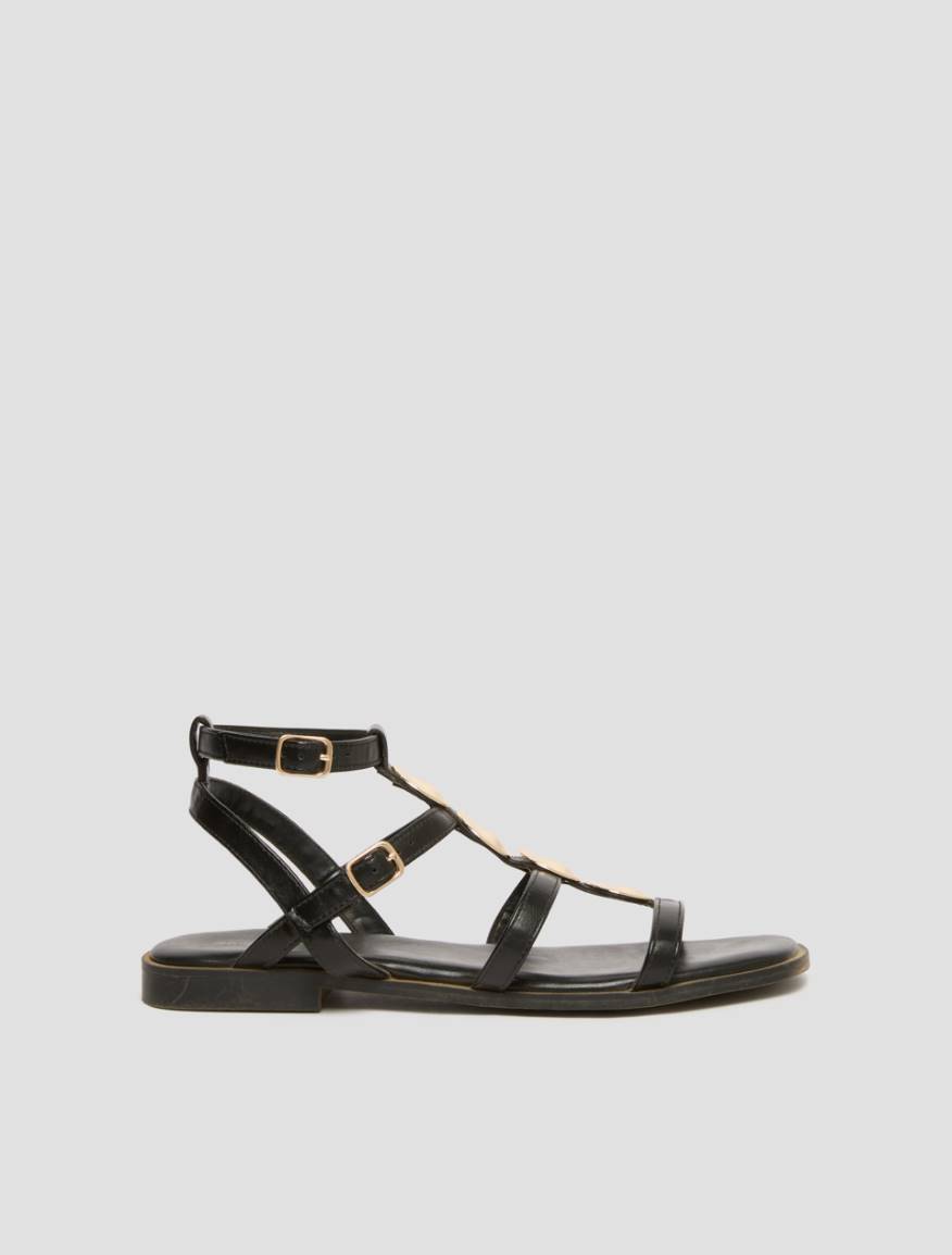 Metal element-decorated sandals - BLACK - Pennyblack