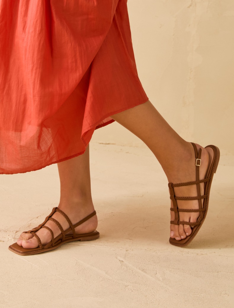 Sandali con listini intrecciati - CUOIO - pennyblack