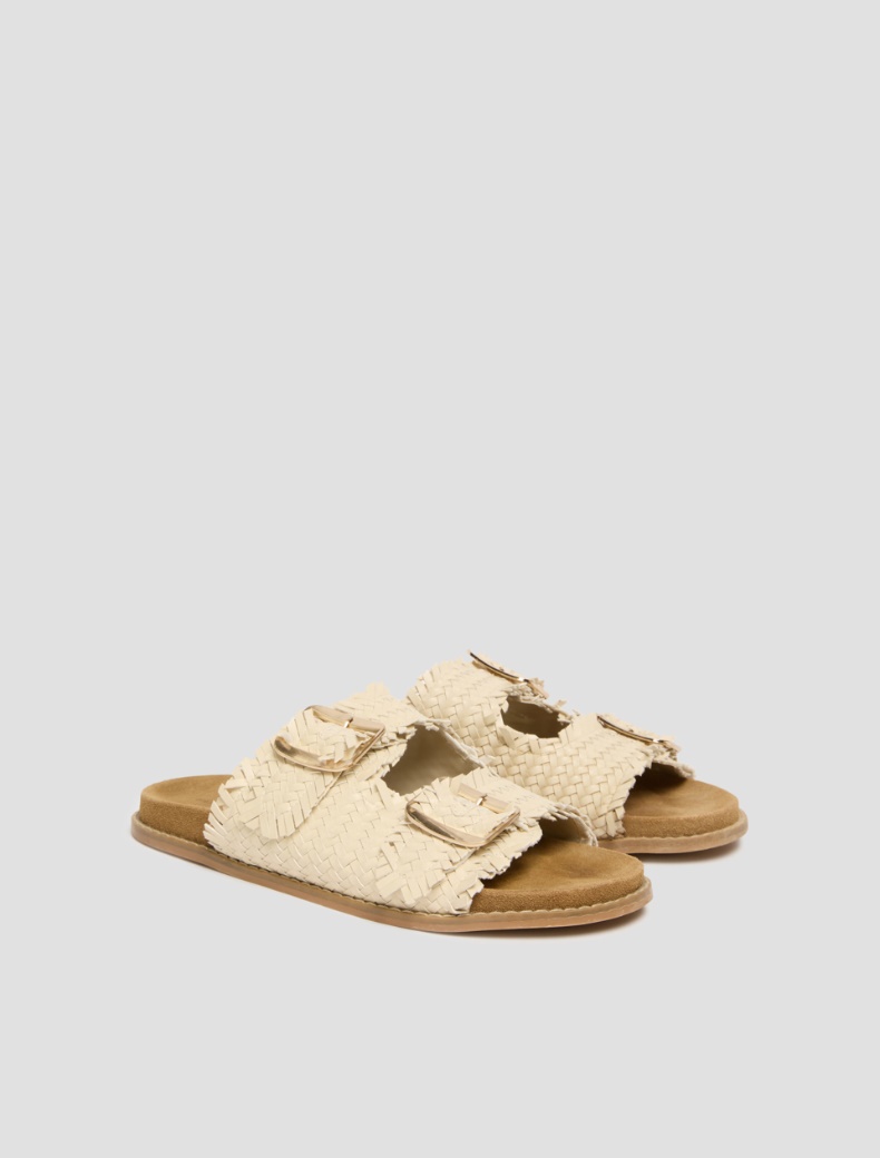 Buckle-detail woven sandals - IVORY - pennyblack