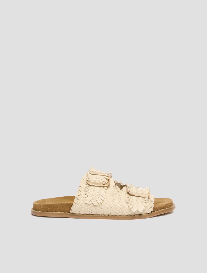 Buckle-detail woven sandals - IVORY - pennyblack