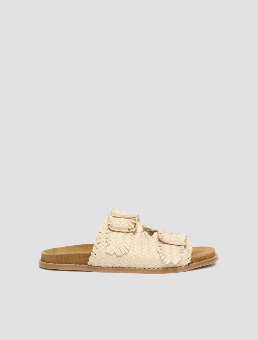 Buckle-detail woven sandals - IVORY - Pennyblack