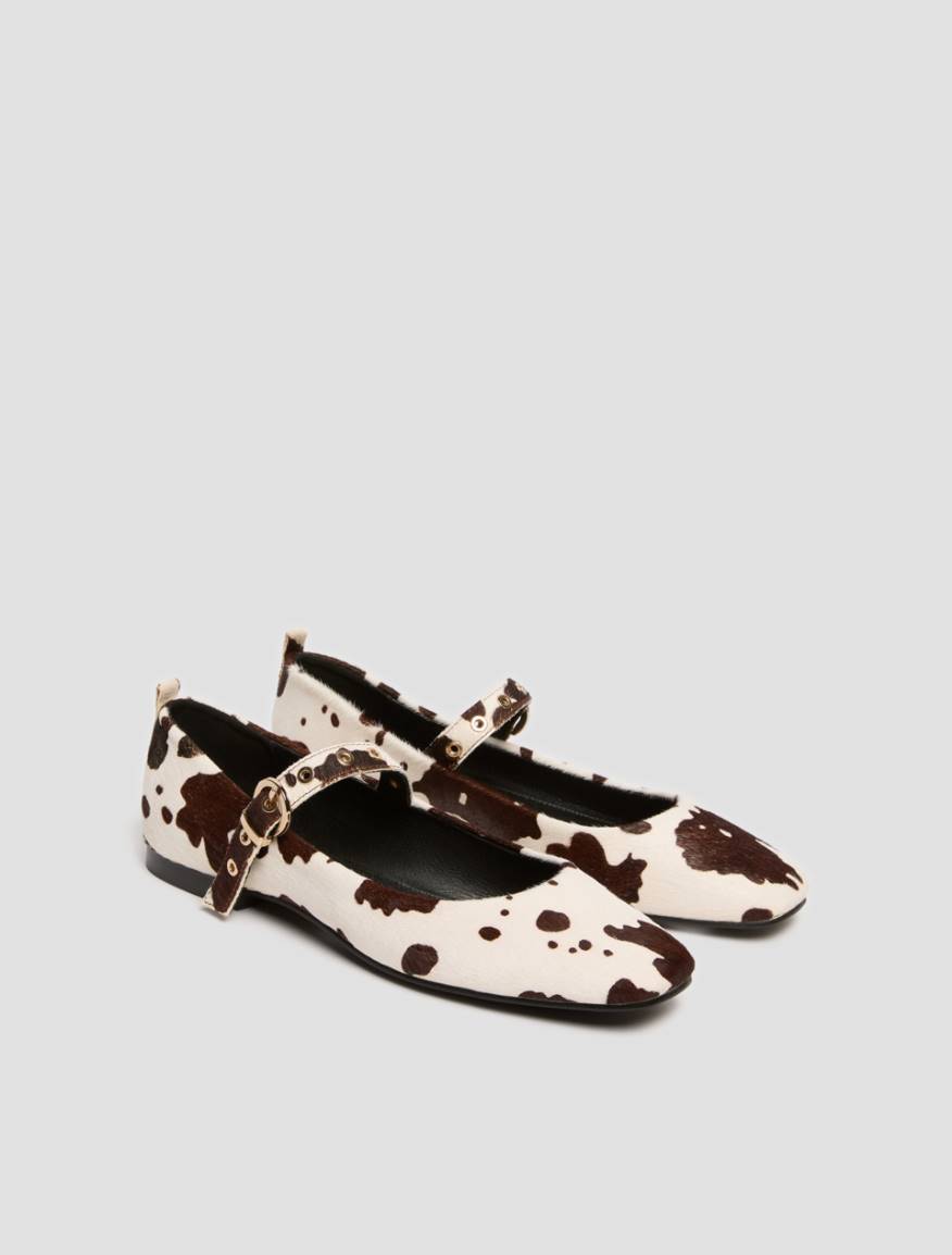 Printed pony hair ballet flats - BROWN - Pennyblack - 2