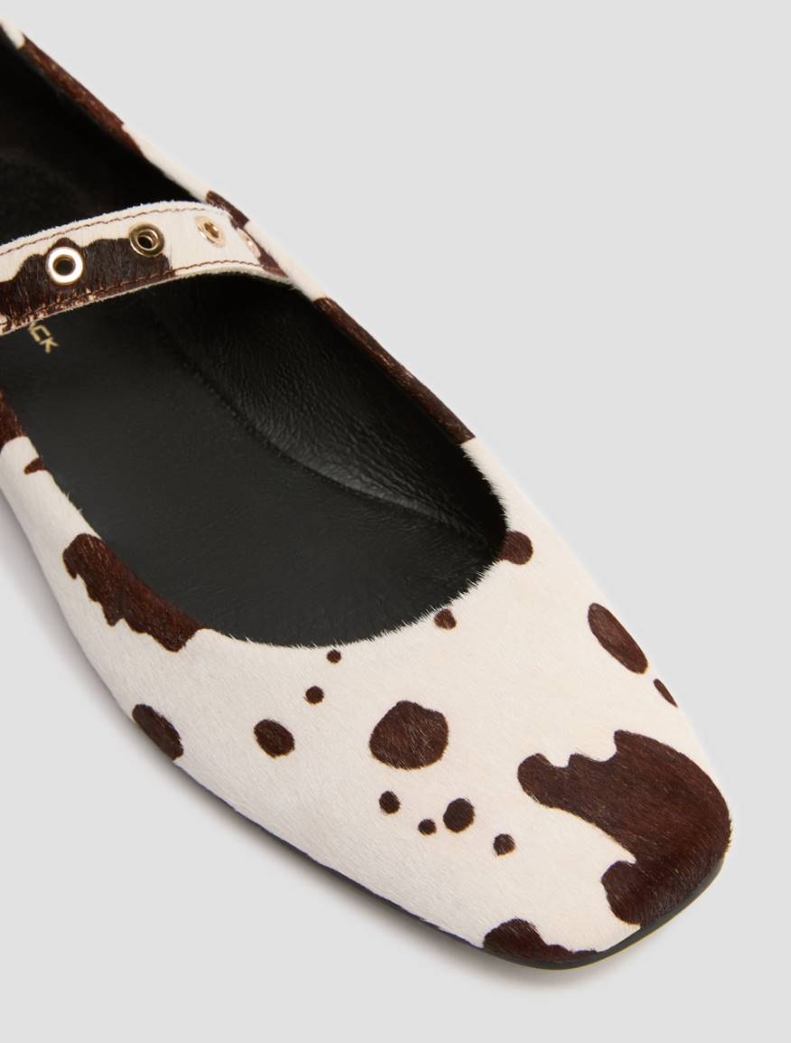 Printed pony hair ballet flats - BROWN - Pennyblack - 3