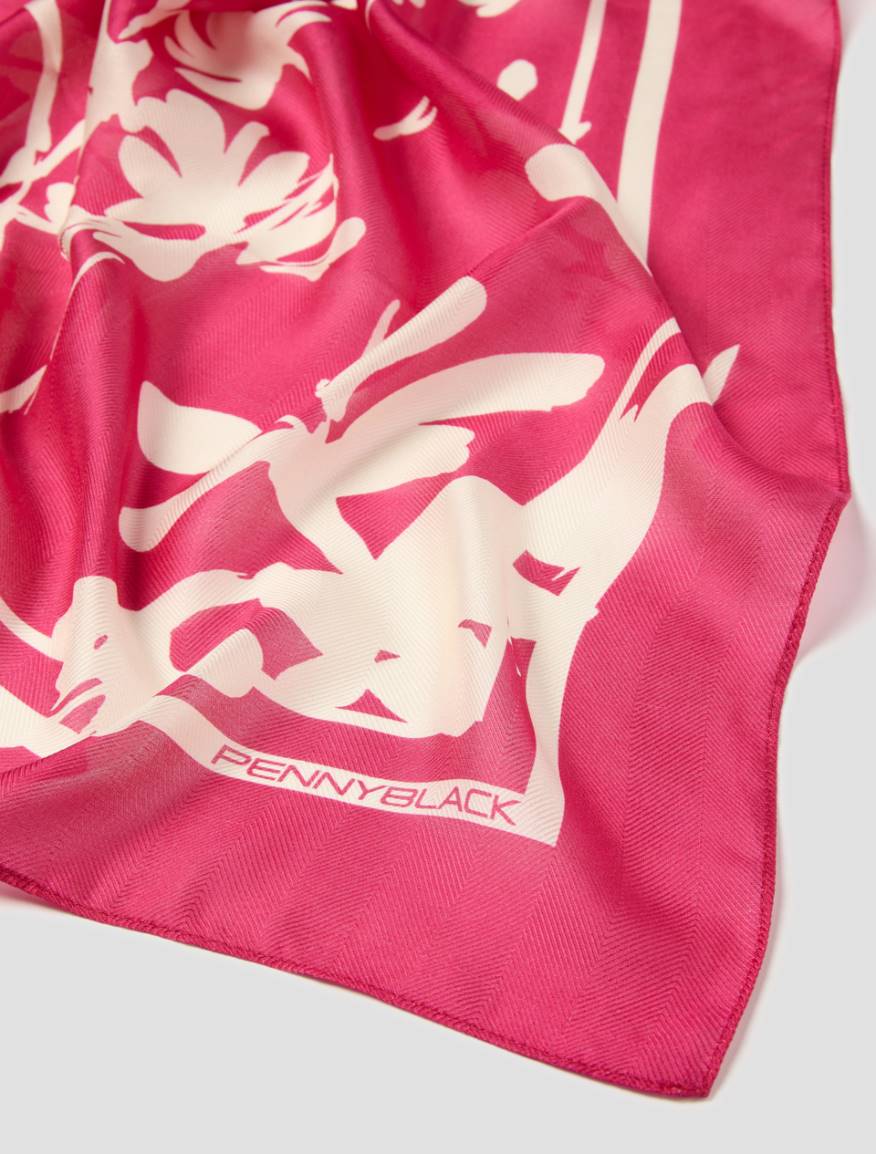 Jacquard silk stole - FUCHSIA - Pennyblack - 2