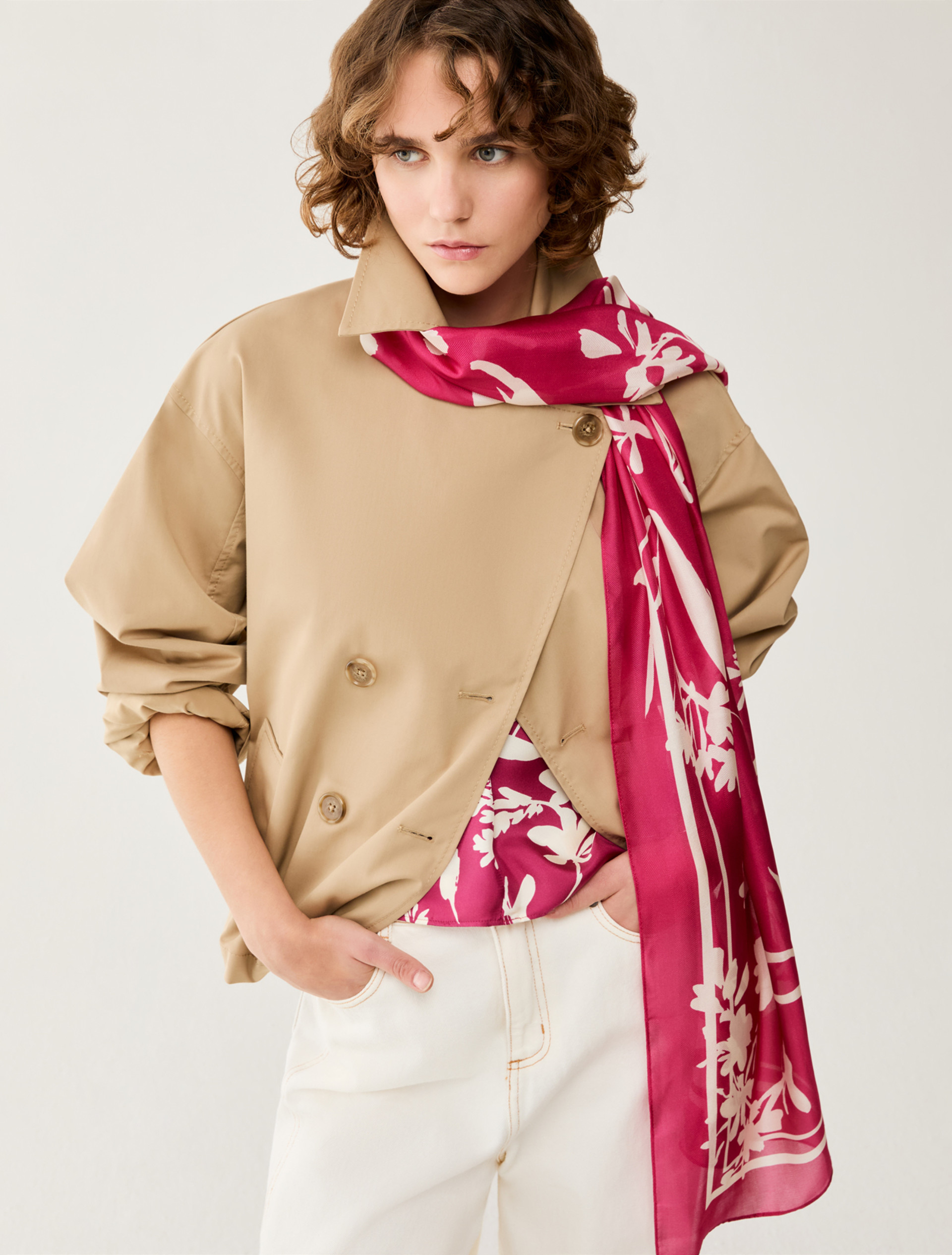 Jacquard silk stole - FUCHSIA - pennyblack