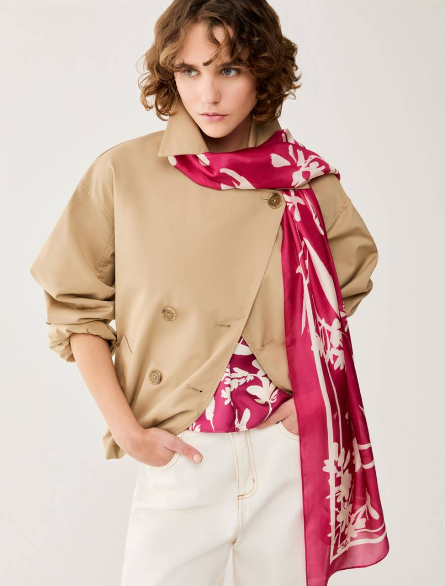 Jacquard silk stole - FUCHSIA - Pennyblack - 3