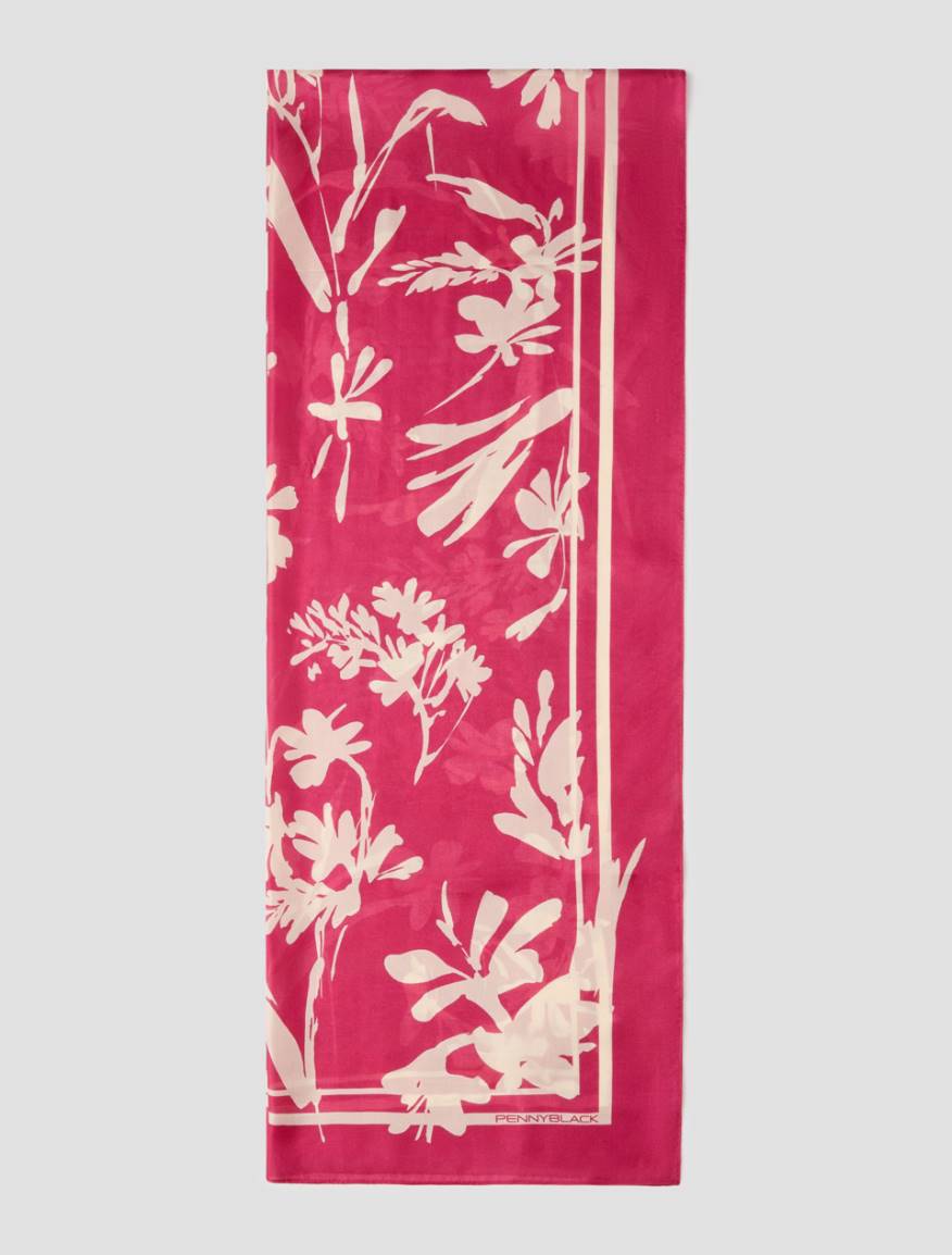 Jacquard silk stole - FUCHSIA - Pennyblack