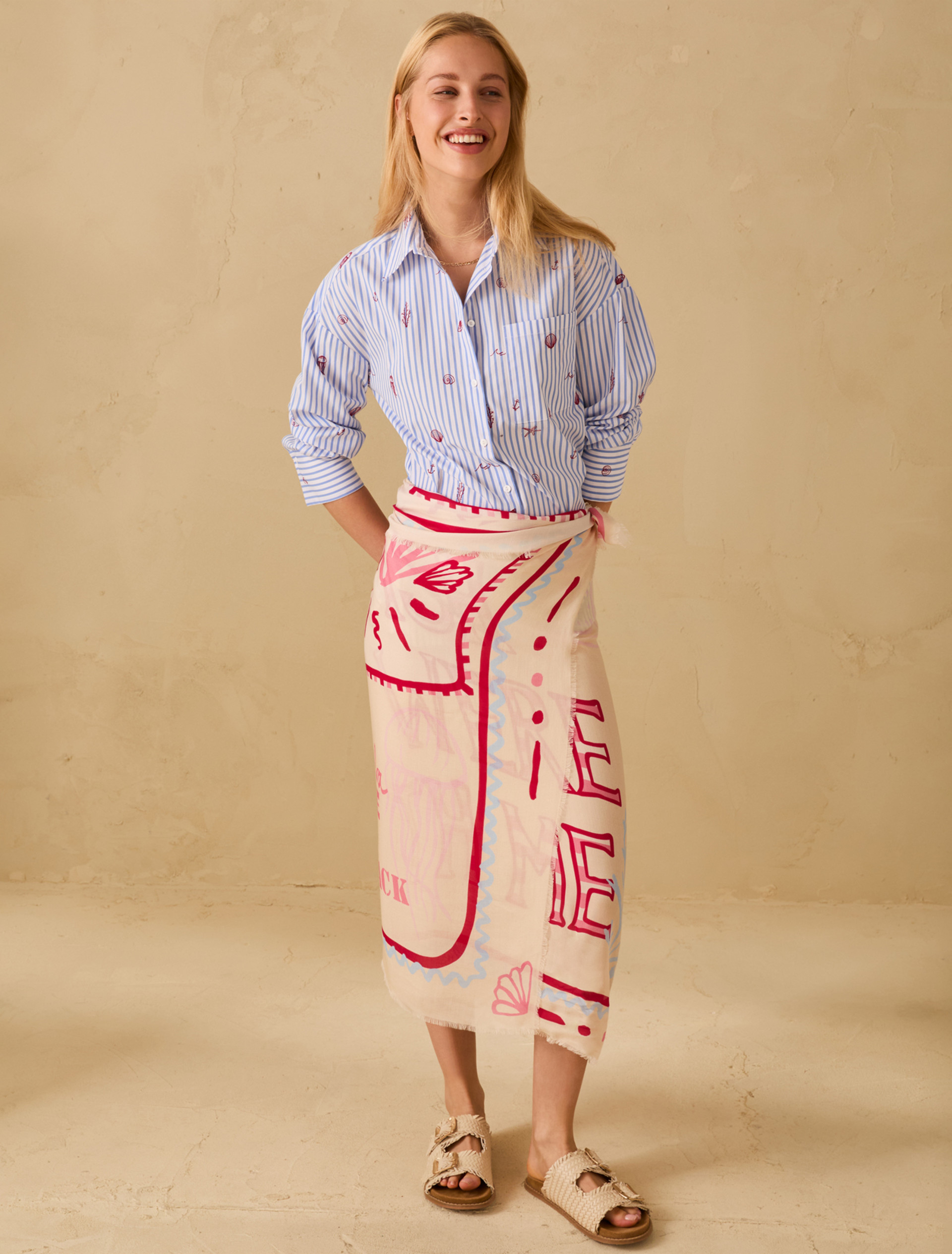 Printed modal stole - PINK - pennyblack