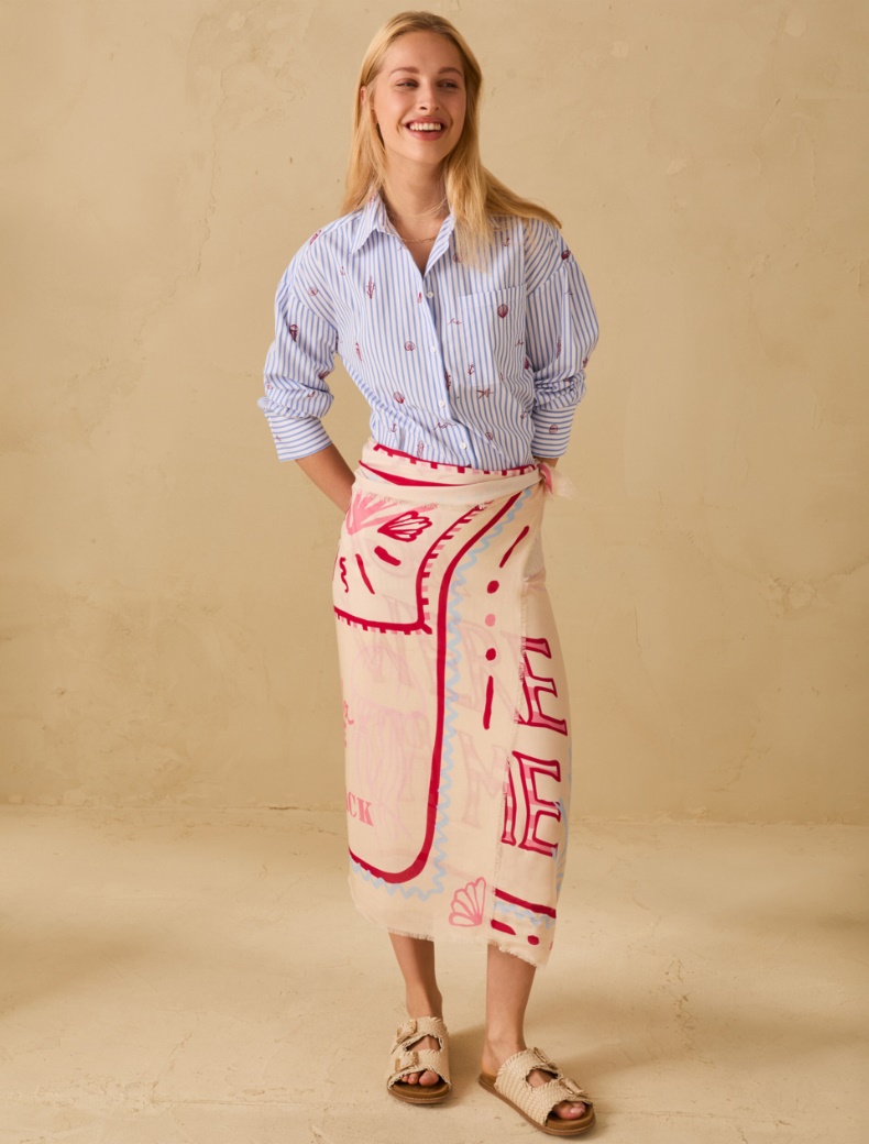 Printed modal stole - PINK - pennyblack