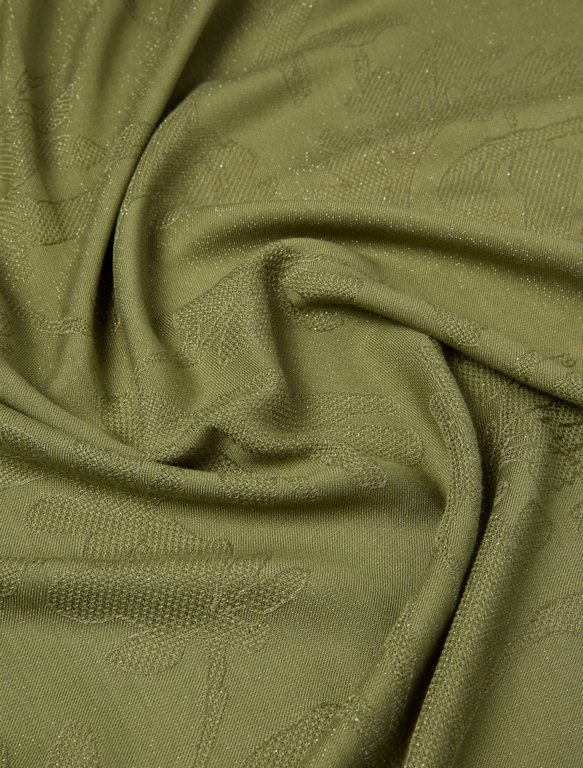 Lamé-adorned jacquard stole - KAKI - pennyblack