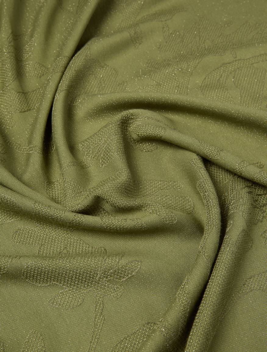Lamé-adorned jacquard stole - KAKI - Pennyblack - 2