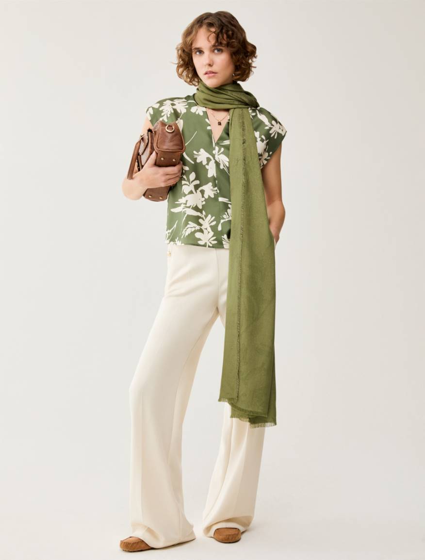 Lamé-adorned jacquard stole - KAKI - Pennyblack - 3