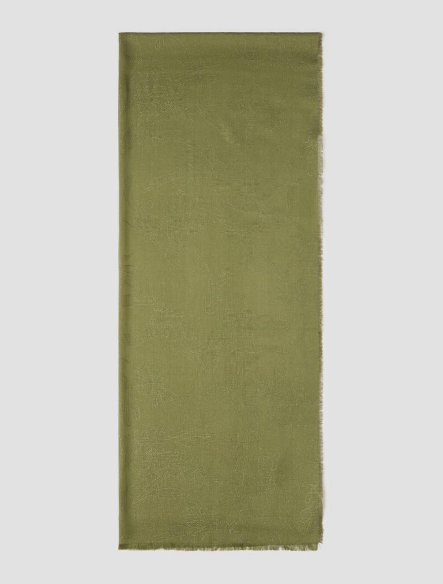Lamé-adorned jacquard stole - KAKI - Pennyblack