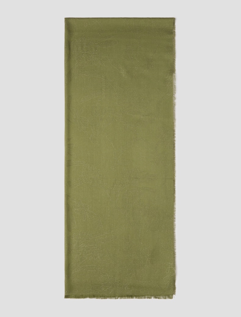 Lamé-adorned jacquard stole - KAKI - pennyblack