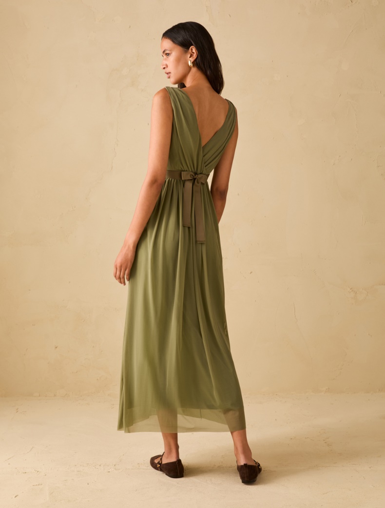 Long tulle jersey dress - GREEN - pennyblack