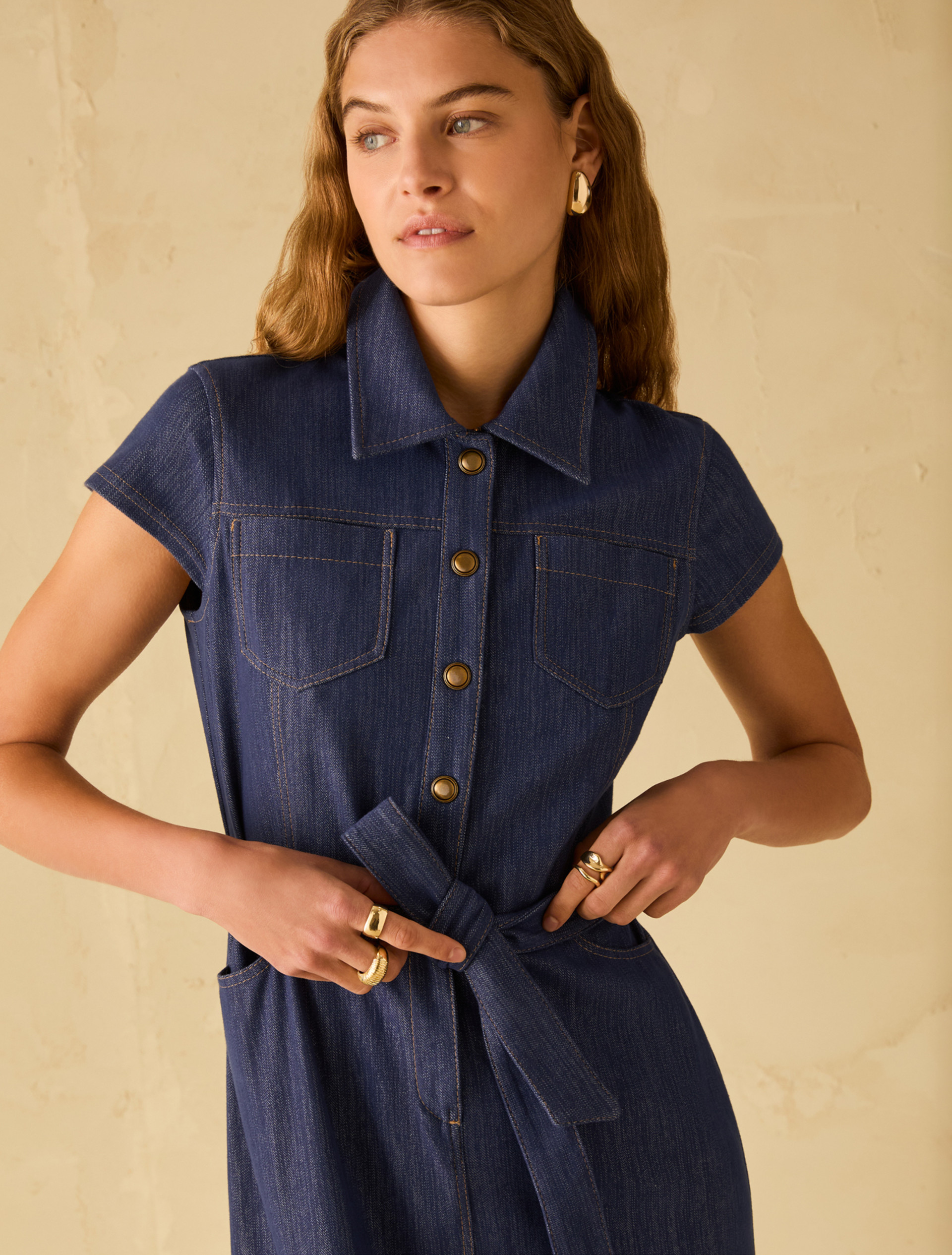 Denim-look jersey dress - NAVY - pennyblack