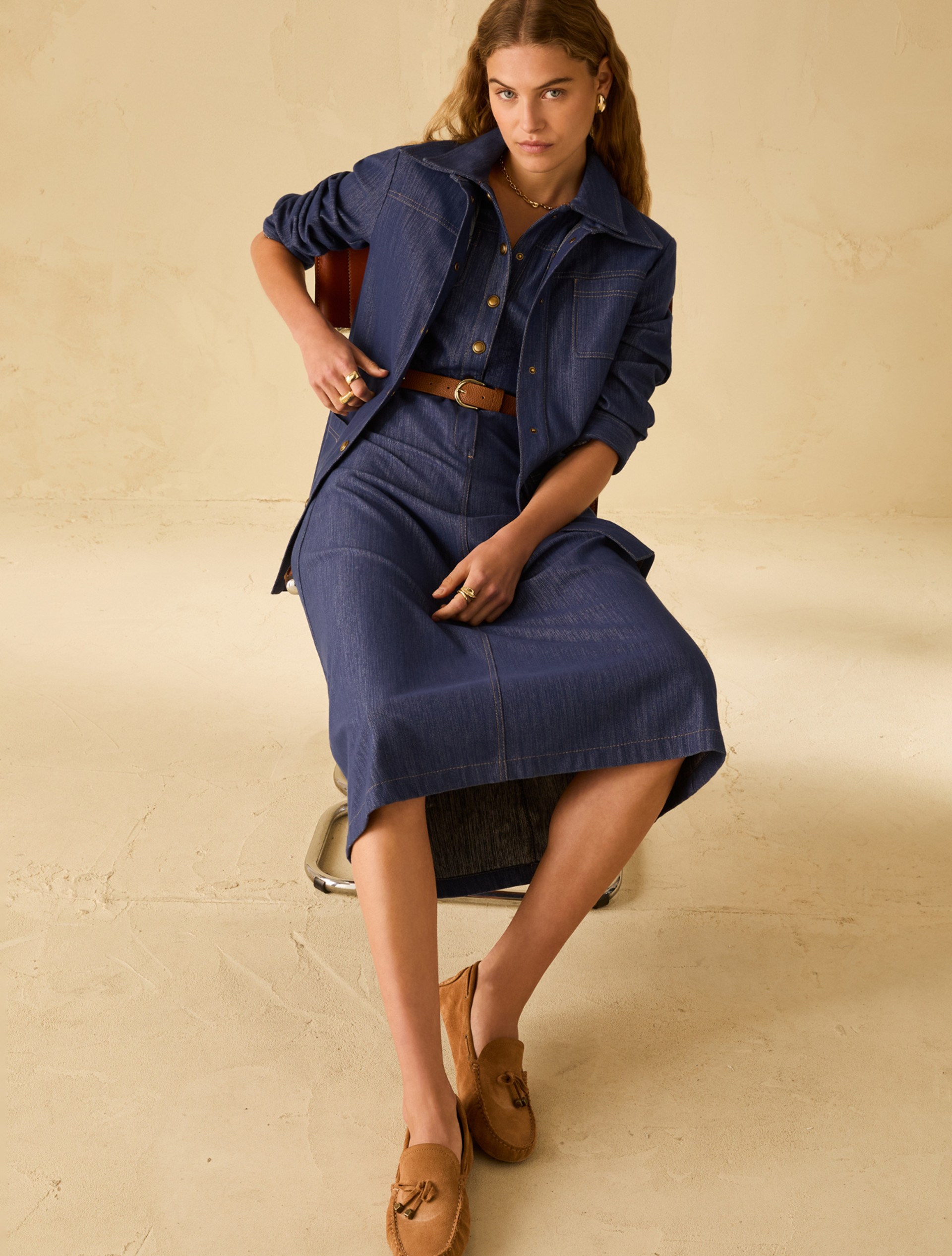 Denim-look jersey dress - NAVY - pennyblack
