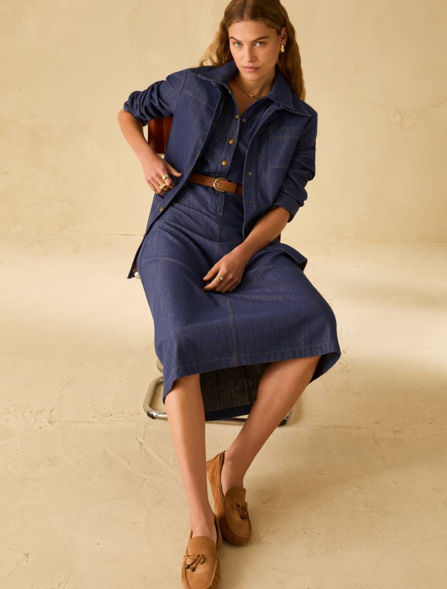 Denim-look jersey dress - NAVY - Pennyblack - 5