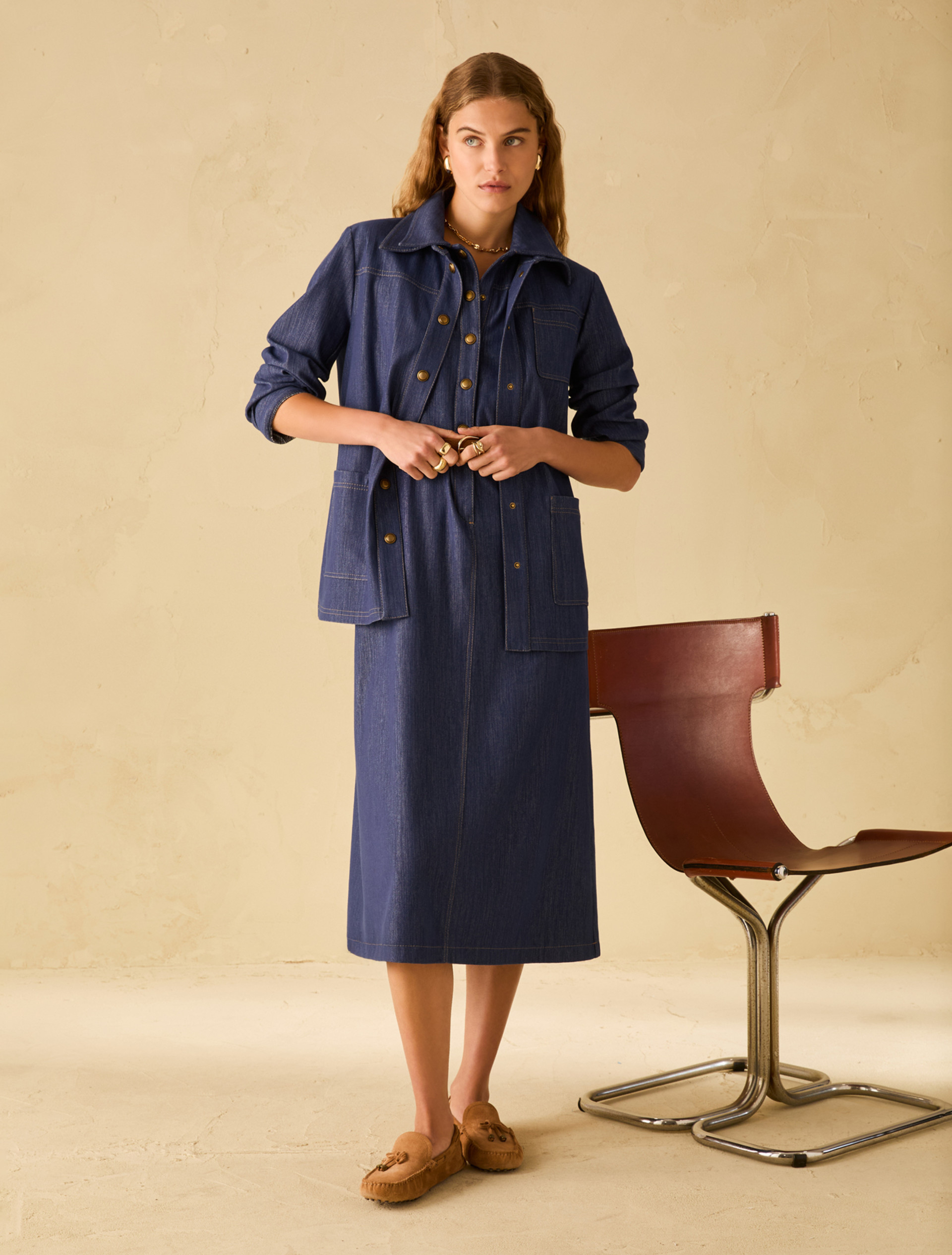 Denim-look jersey dress - NAVY - pennyblack