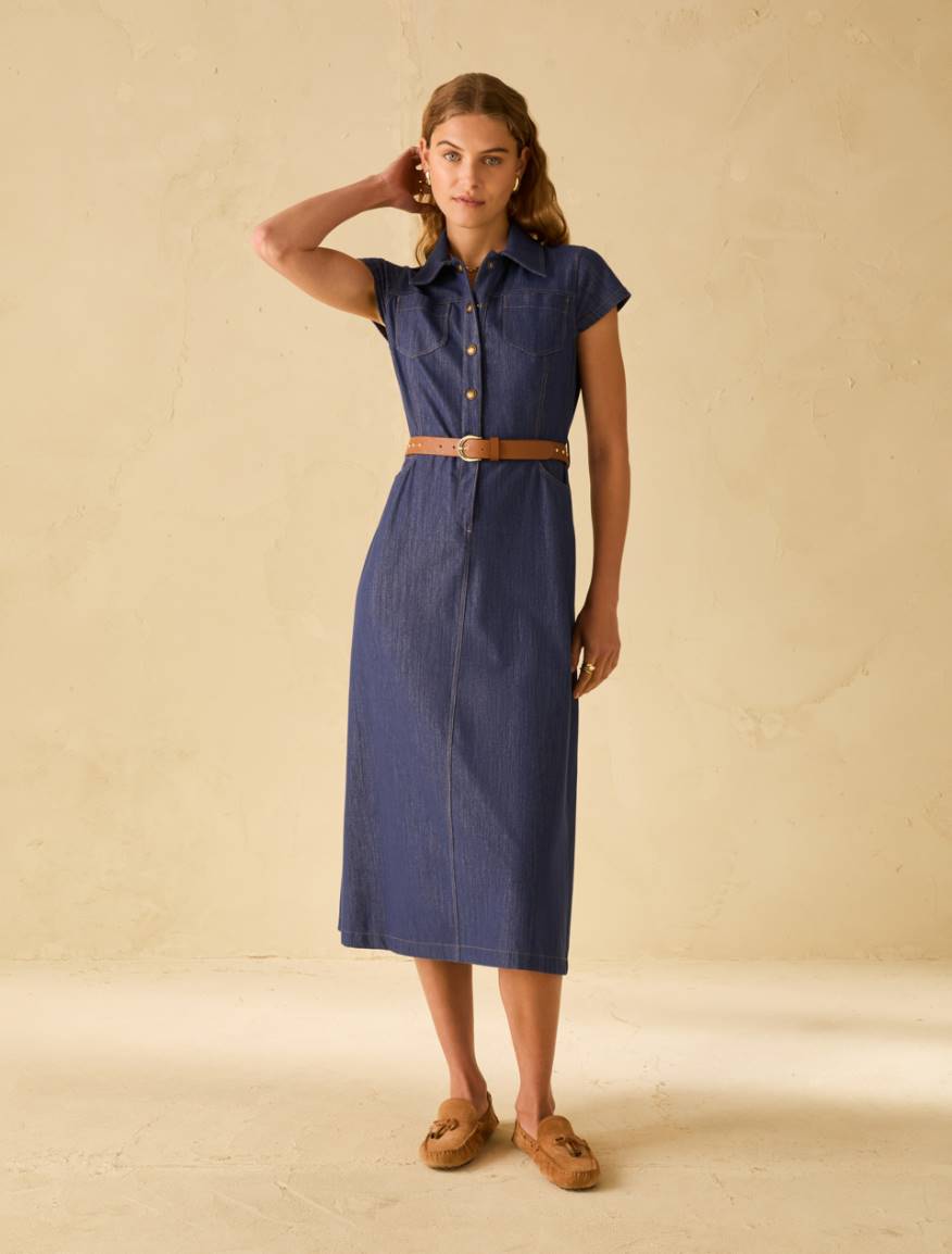 Denim-look jersey dress - NAVY - Pennyblack