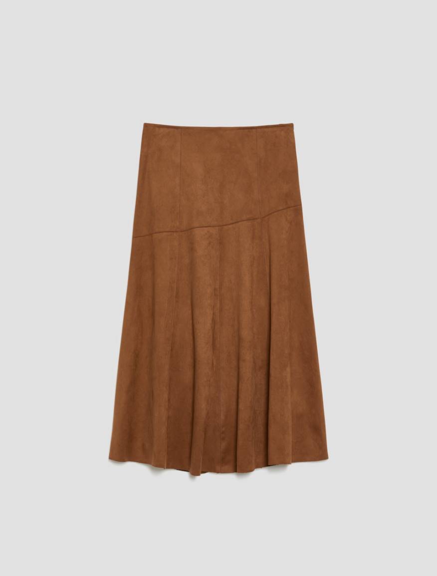 Velvety jersey midi skirt - TOBACCO BROWN - Pennyblack - 2