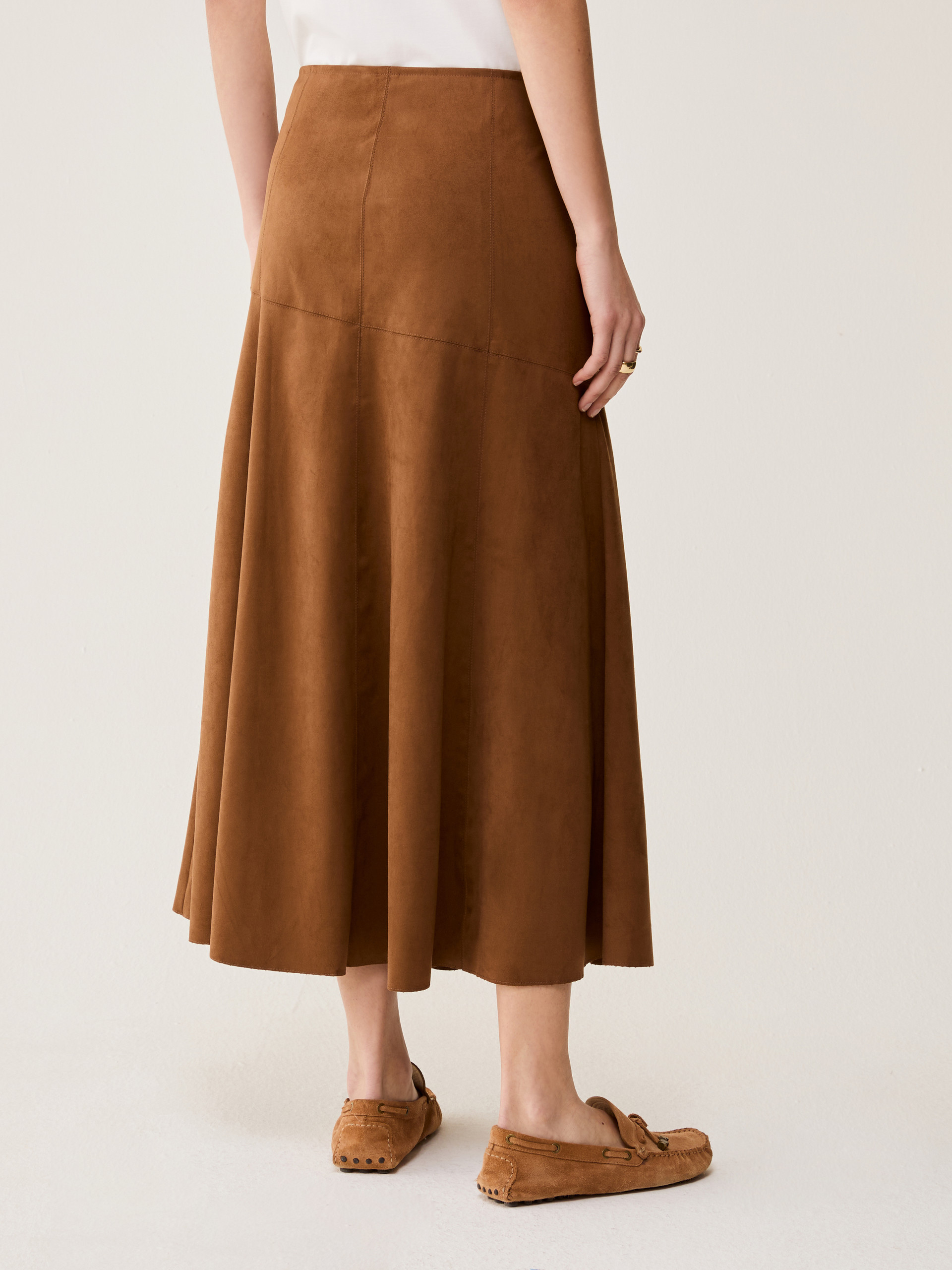 Velvety jersey midi skirt - TOBACCO BROWN - pennyblack
