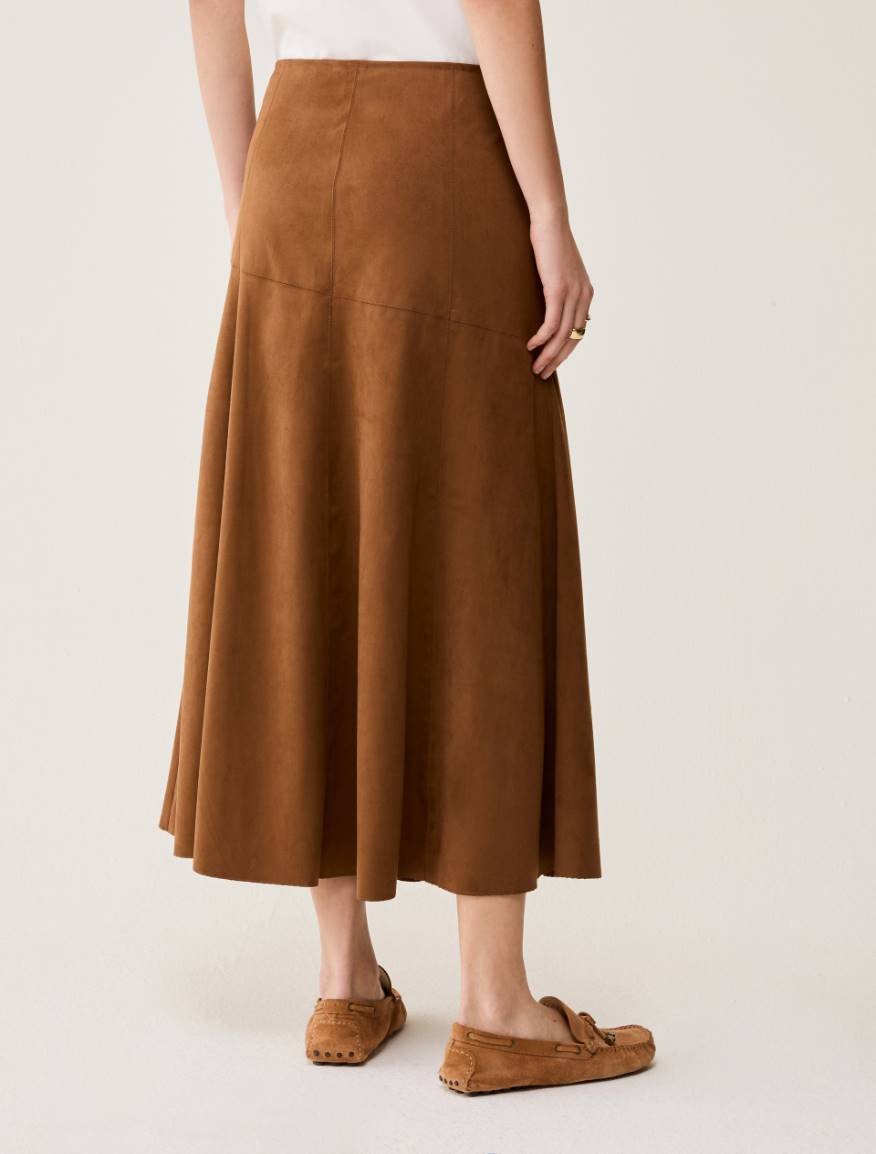 Velvety jersey midi skirt - TOBACCO BROWN - Pennyblack - 3