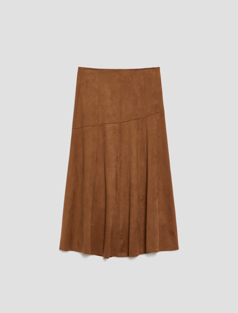 Velvety jersey midi skirt - TOBACCO BROWN - pennyblack