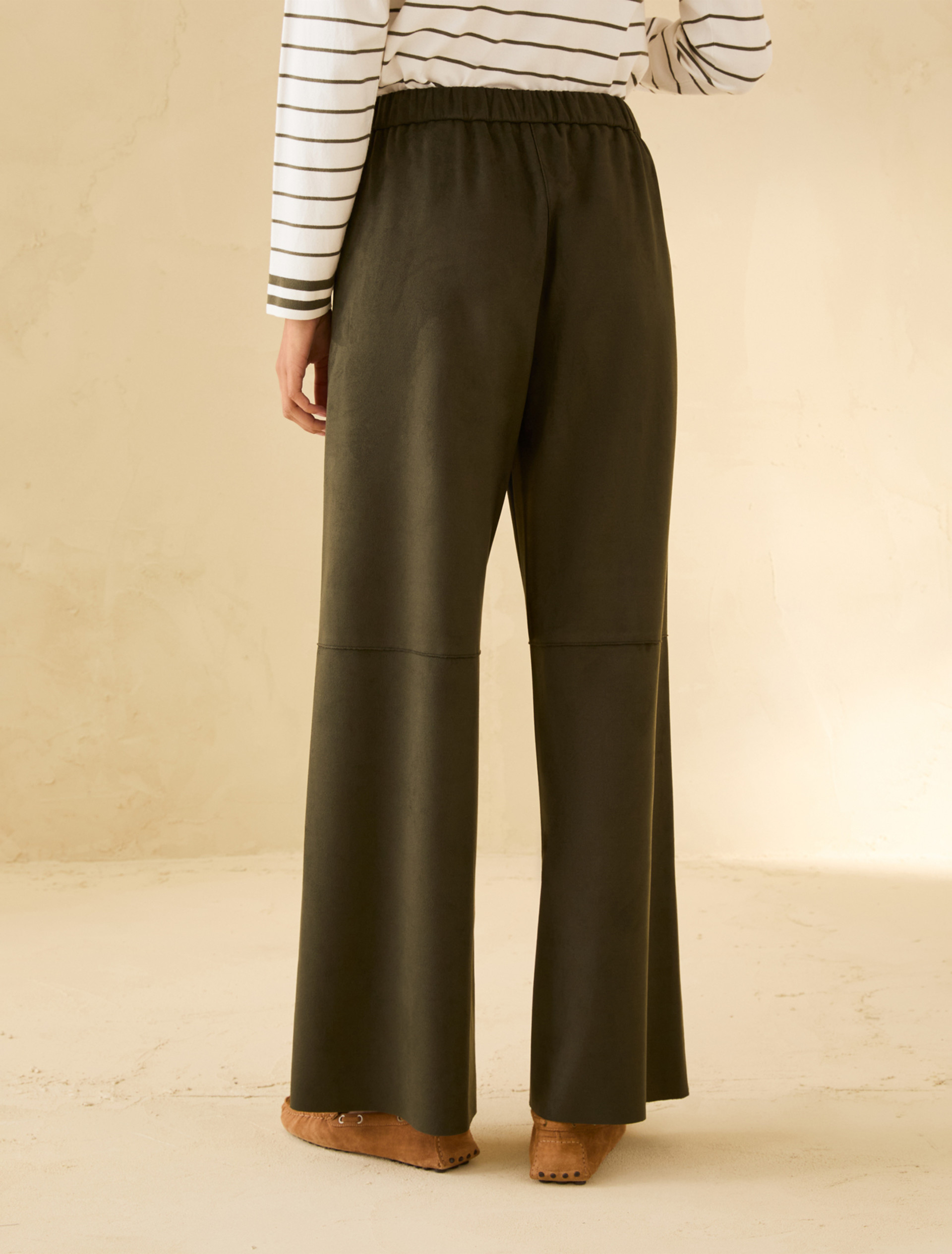 Wide-fit jersey trousers - KAKI - pennyblack