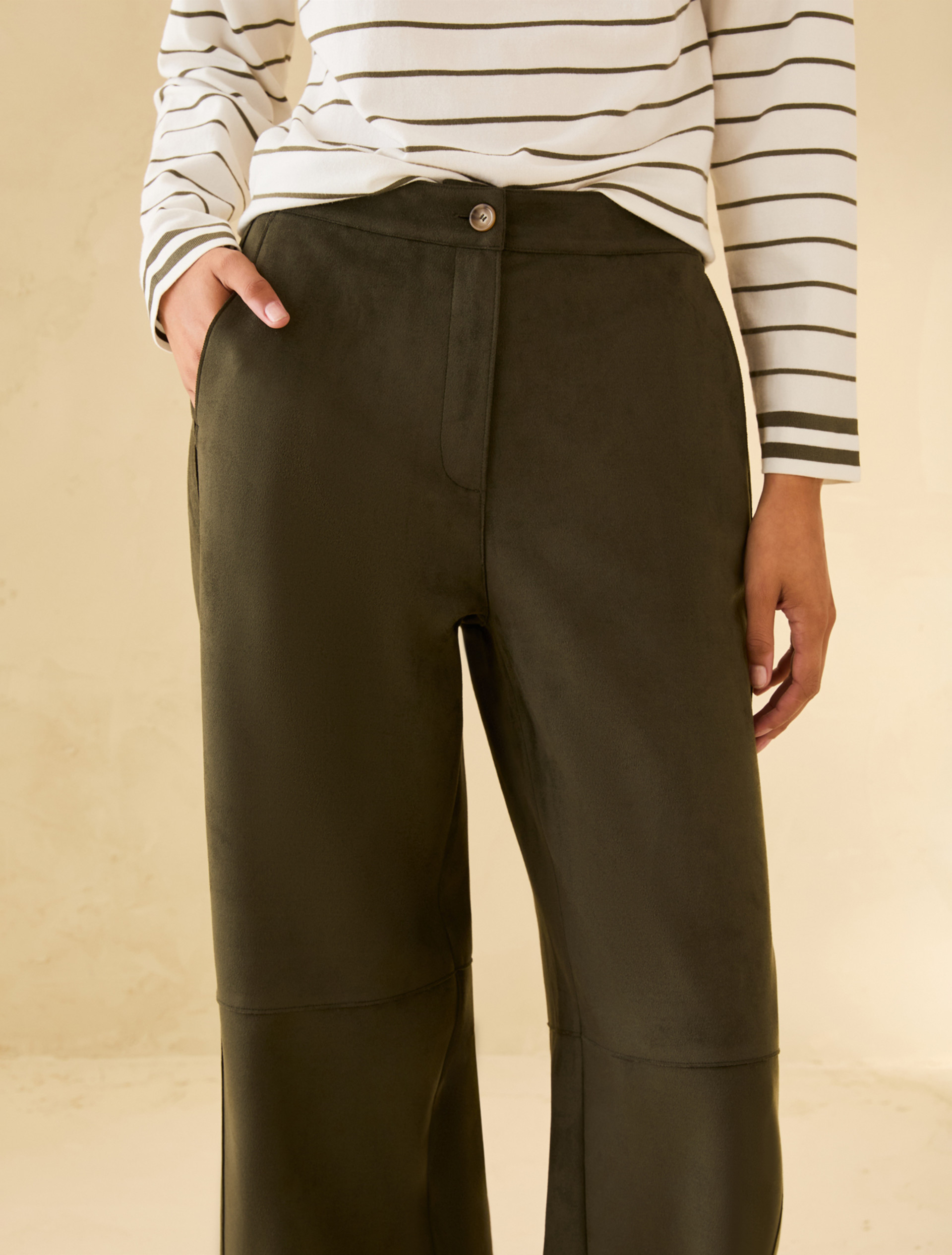 Wide-fit jersey trousers - KAKI - pennyblack