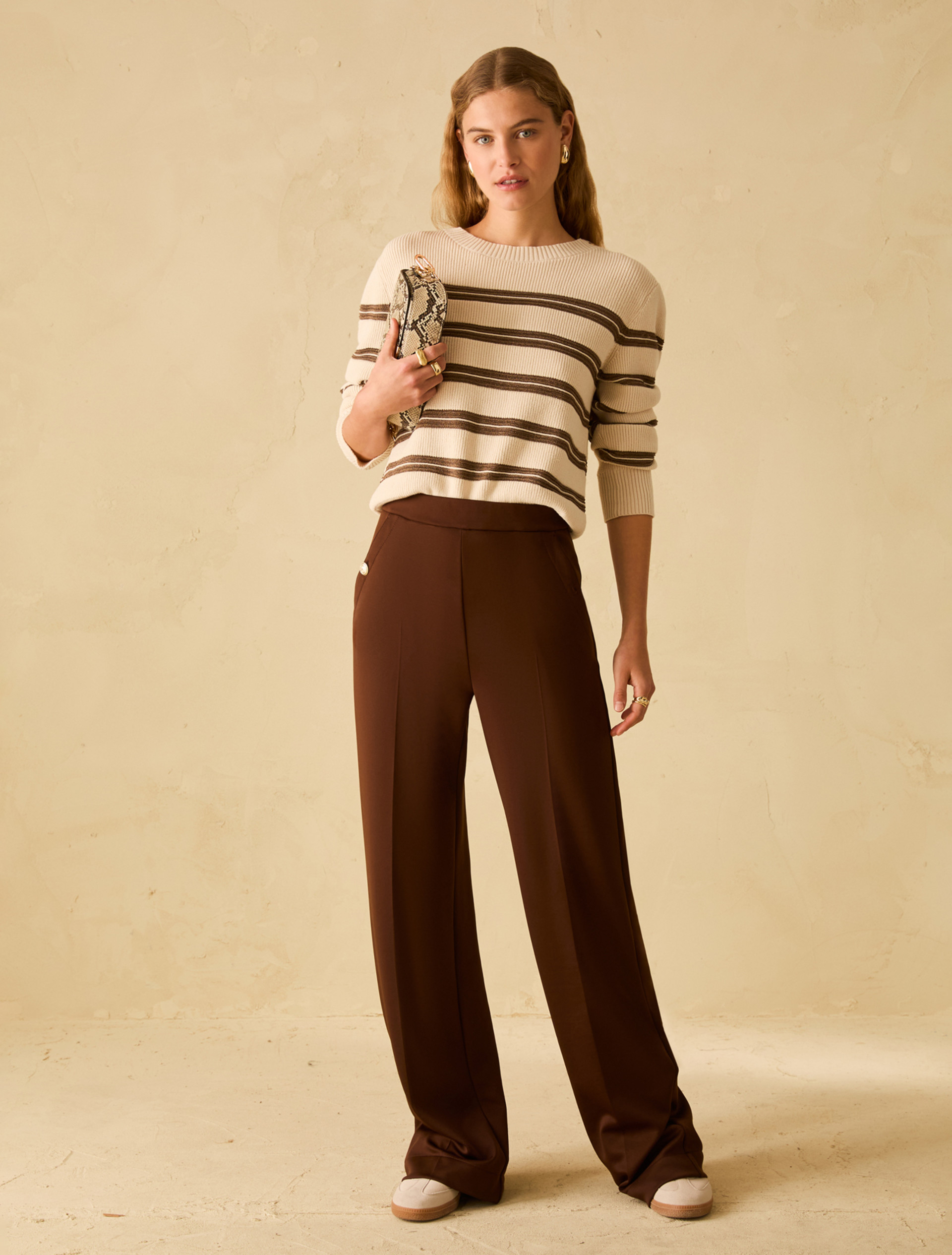 Wide-fit double jersey trousers - COFFEE - pennyblack