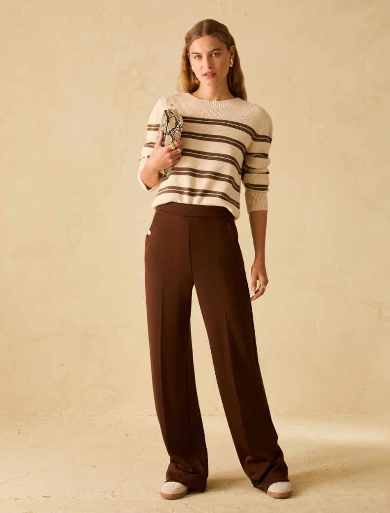 Wide-fit double jersey trousers - COFFEE - pennyblack