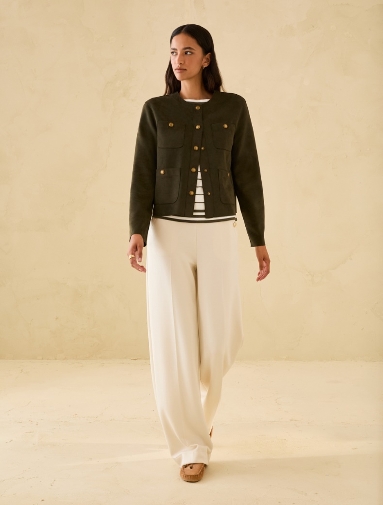 Wide-fit double jersey trousers Wide-fit double jersey trousers - VANILLA - pennyblack