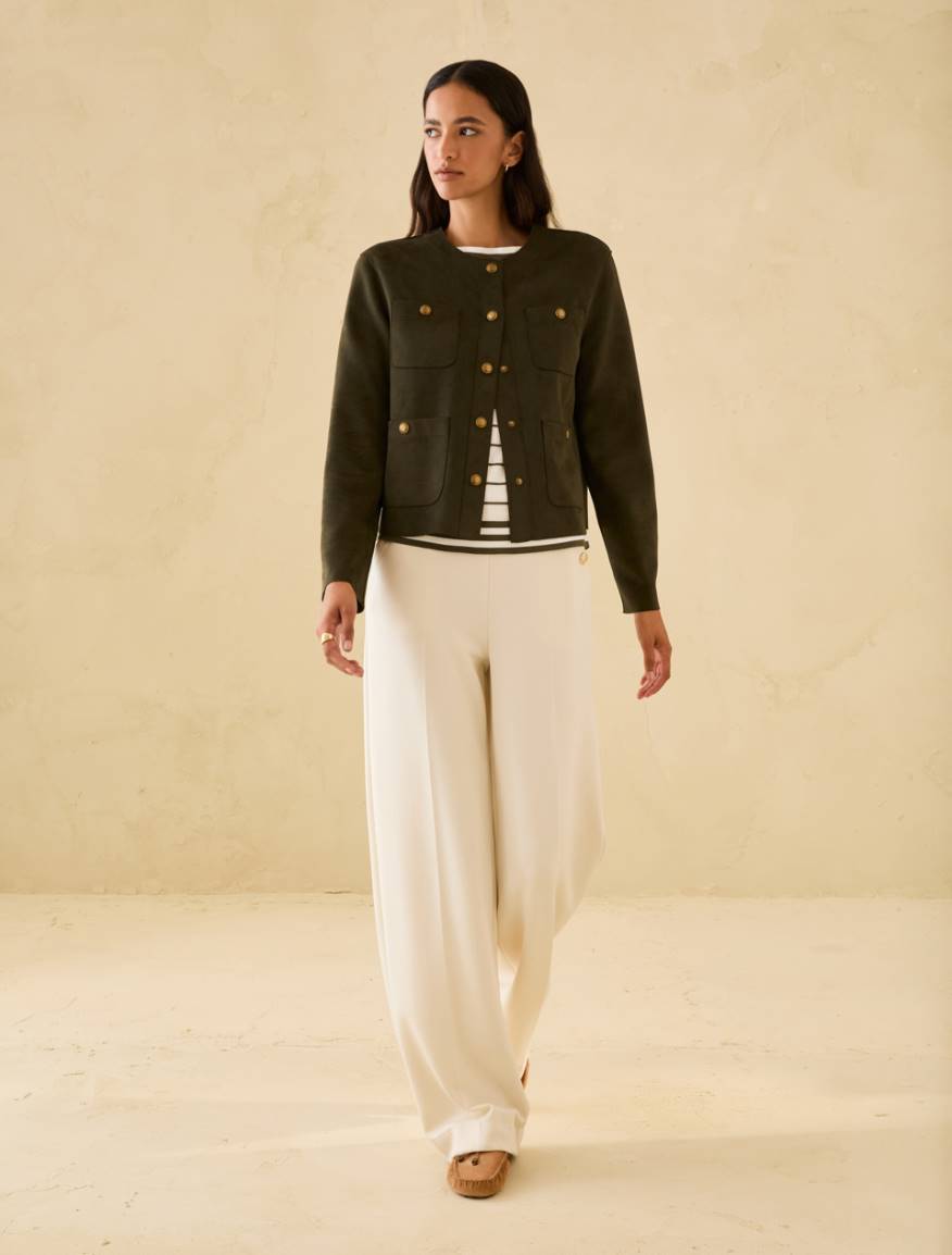 Wide-fit double jersey trousers - VANILLA - Pennyblack