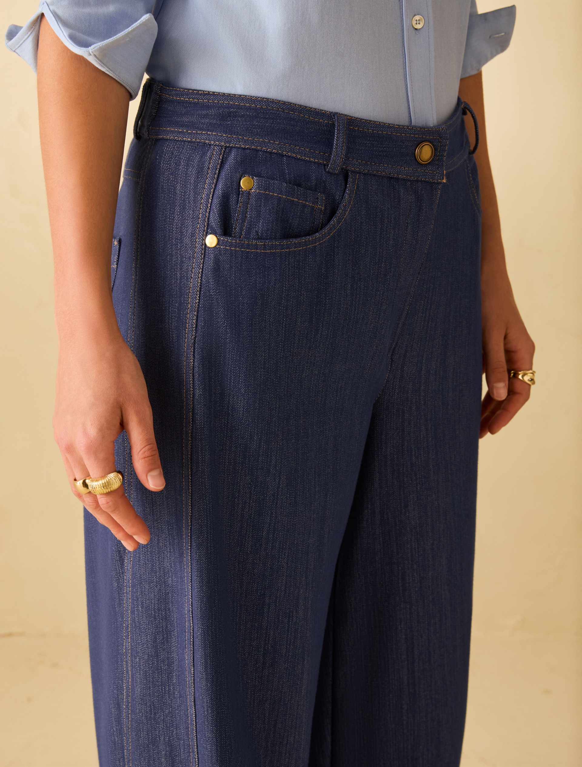 Jersey wide-leg jeans - NAVY - pennyblack