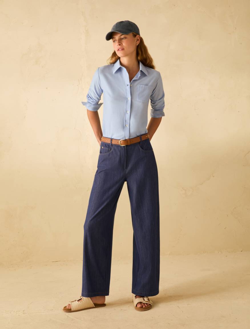 Jersey wide-leg jeans - NAVY - Pennyblack