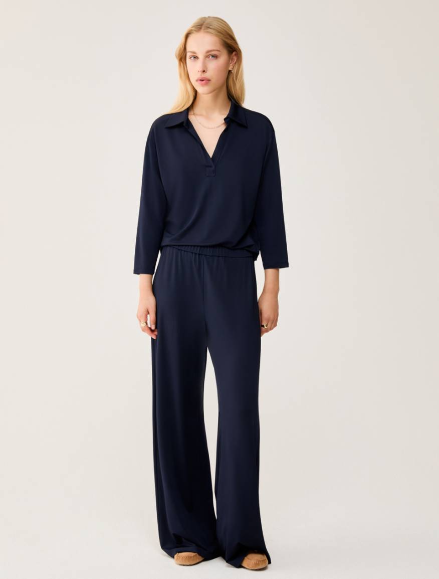 Piqué jersey trousers - NAVY - Pennyblack