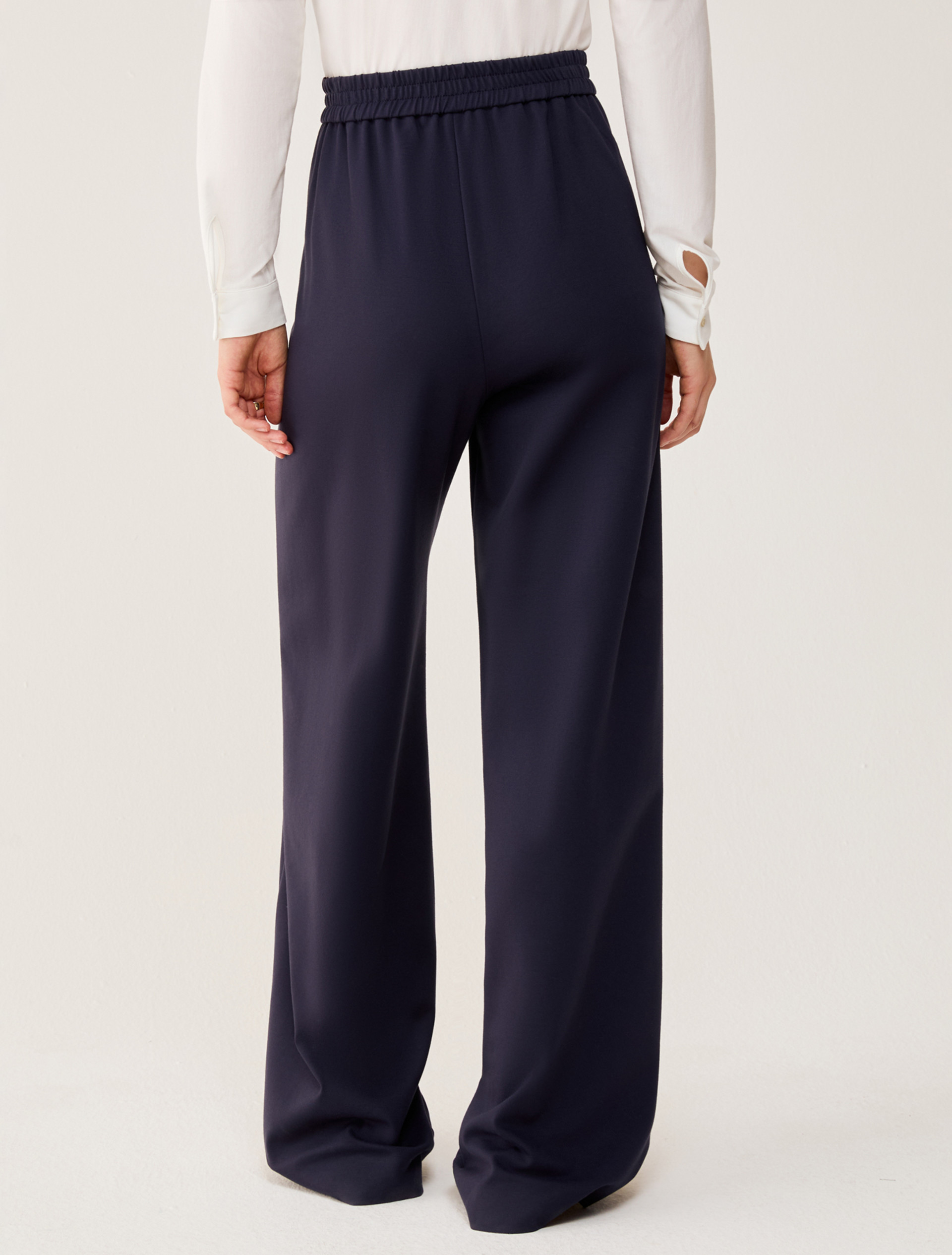 Wide-fit jersey trousers - NAVY - pennyblack